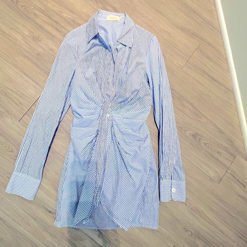 waist tie button up shirt dress